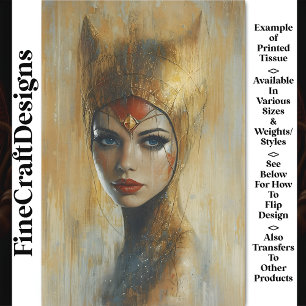 Portrait, Gold Headdress, Red Lips BV2 Decoupage Tissue Paper