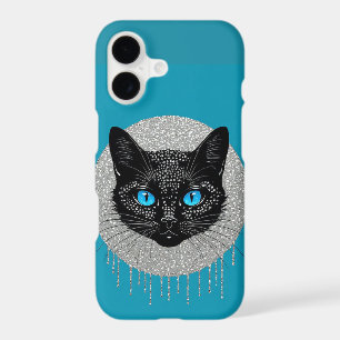 Portrait gothique turquoise aux yeux bleus de chat
