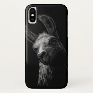 Portrait Head Cute Llama with a Black Background Case-Mate iPhone Case