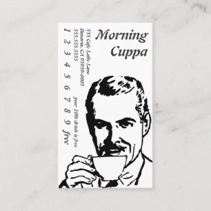 Portrait Head Drinking Line Art Morning Cuppa Loyalty Card