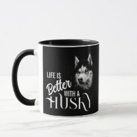 Portrait Head Siberian Husky With Blue Eyes