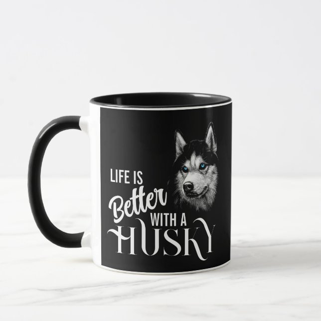 Portrait Head Siberian Husky With Blue Eyes Mug (Left)