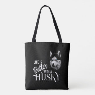 Portrait Head Siberian Husky With Blue Eyes Tote Bag