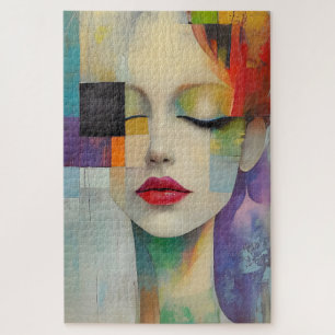 Portrait in Color Block Surrealism  Jigsaw Puzzle