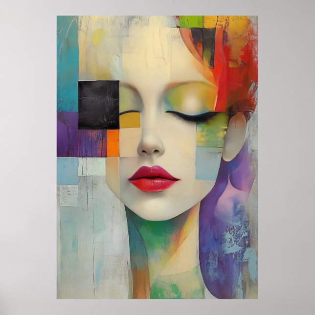 Portrait in Colour Block Surrealism  Poster (Front)