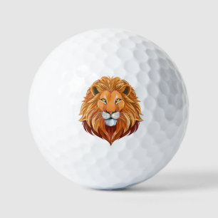 Portrait lion head front view golf balls
