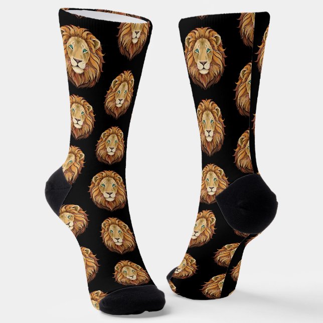 Portrait lion head front view socks (Angled)