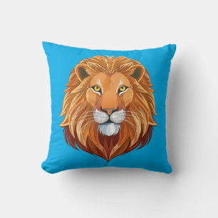 Portrait lion head front view throw pillow