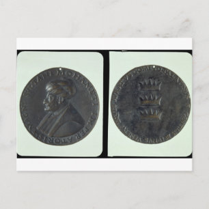 Portrait medal, obverse depicting Sultan Mehmed II Postcard