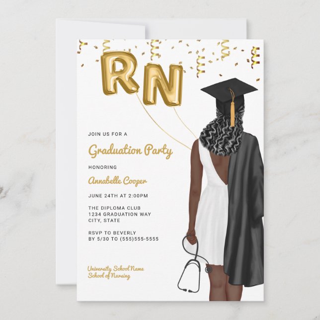 Portrait Nursing School Graduation Party Invitation (Front)