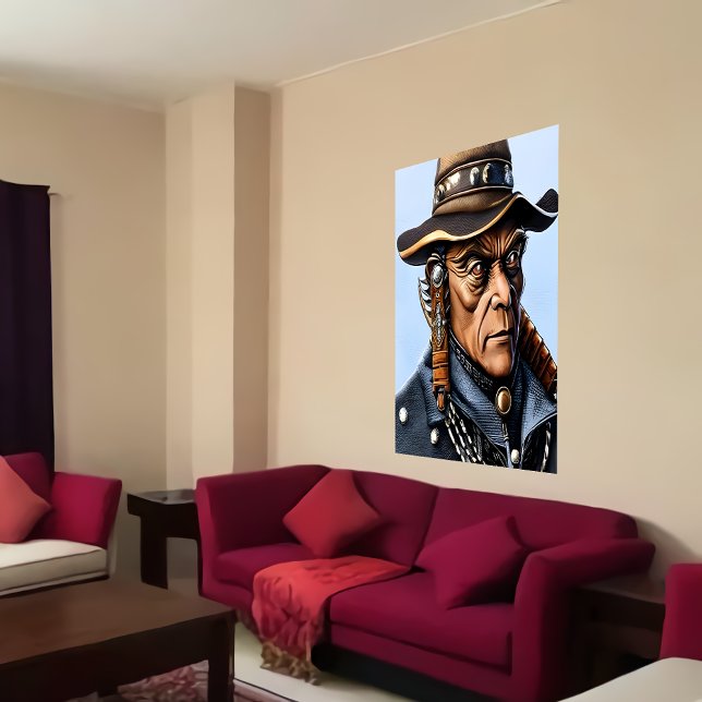Portrait of a Alien Cowboy with a hat | AI Art Poster (Creator Uploaded)