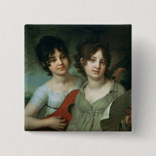 Portrait of A. and V. Gagarin, 1802 2 Inch Square Button