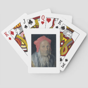 Portrait of a Bearded Man in a Red Hat, 1520 (oil Playing Cards