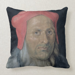 Portrait of a Bearded Man in a Red Hat, 1520 (oil Throw Pillow