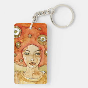 Portrait of a beautiful girl keychain