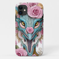 Portrait of a beautiful whimsical pink dragon head