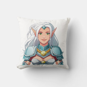 Portrait of a beautiful woman elf throw pillow