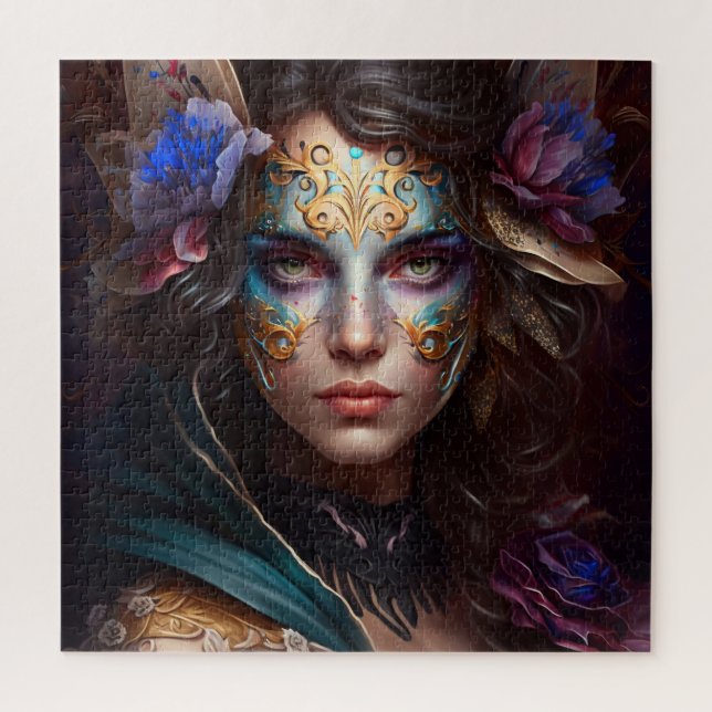Portrait of a beautiful woman with a Venetian mask Jigsaw Puzzle (Vertical)