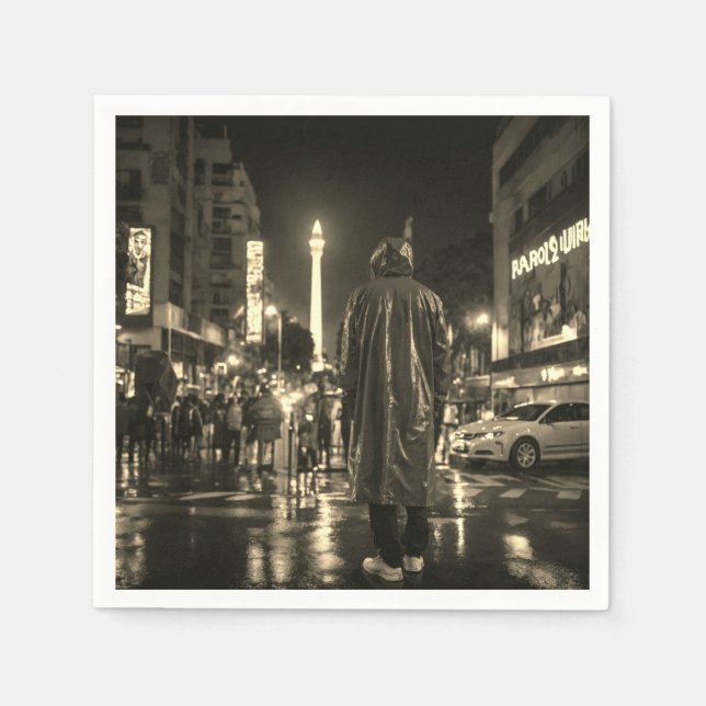  portrait of a black men in raincoat paper napkin (Front)