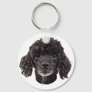 Portrait of a black poodle keychain