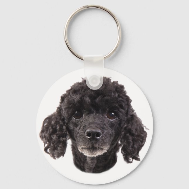 Portrait of a black poodle keychain (Front)