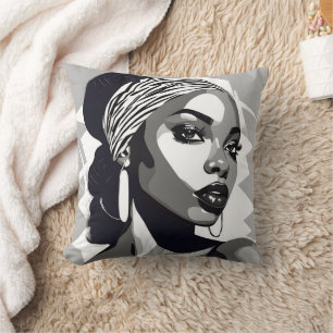 Portrait of a black Women Throw Pillow