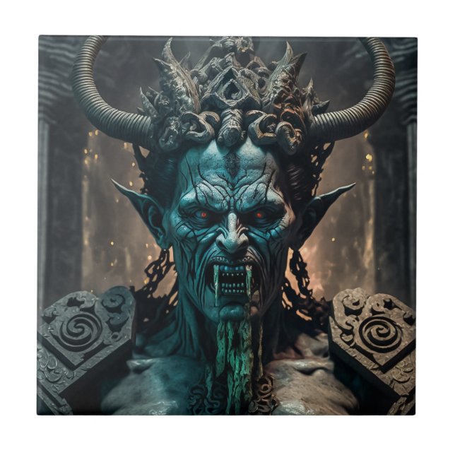 Portrait of a blue demon tile (Front)
