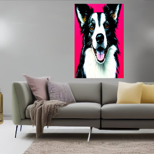 Portrait of a border collie AI Art Poster