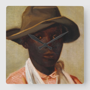 Portrait of a Boy by Camille Pissarro Square Wall Clock