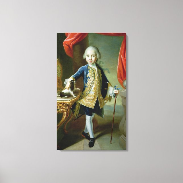 Portrait of a Boy with Pet Spaniel, 18th century Canvas Print (Front)