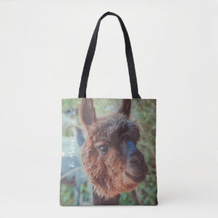 Portrait of a brown alpaca tote bag