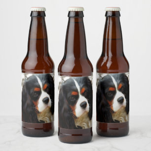 Portrait Of A Cavalier King Charles Spaniel Beer Bottle Label