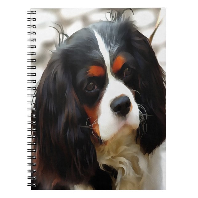 Portrait Of A Cavalier King Charles Spaniel Notebook (Front)