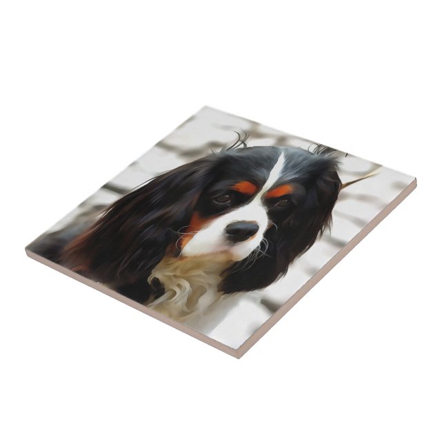 Portrait Of A Cavalier King Charles Spaniel Tile (Side)