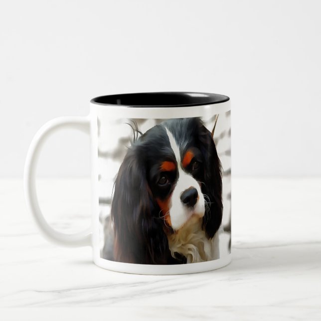 Portrait Of A Cavalier King Charles Spaniel Two-Tone Coffee Mug (Left)