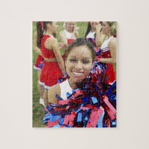 Portrait of a Cheerleader in Front of a Group of Jigsaw Puzzle