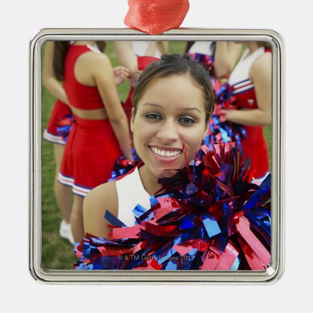 Portrait of a Cheerleader in Front of a Group of Metal Ornament (Front)