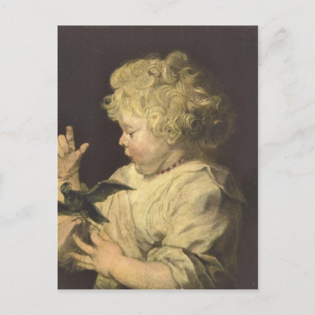 Portrait of a child with bird by Antoon van Dyck Postcard (Front)