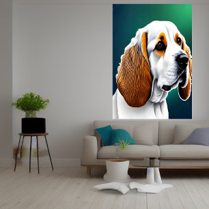 Portrait of a Clumber Spaniel   AI Art  Poster