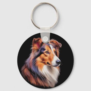 Portrait of a Collie Keychain