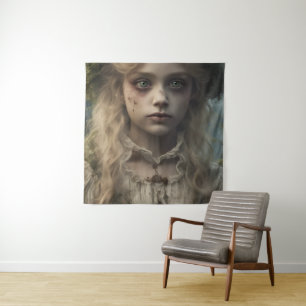 Portrait of a creepy undead Victorian blonde child Tapestry