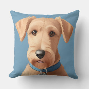 Portrait of a Cute Dog Wearing a Blue Collar Throw Pillow