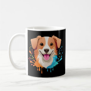 Portrait of a cute dog with fluid colours dripping coffee mug