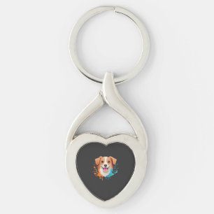 Portrait of a cute dog with fluid colours dripping keychain