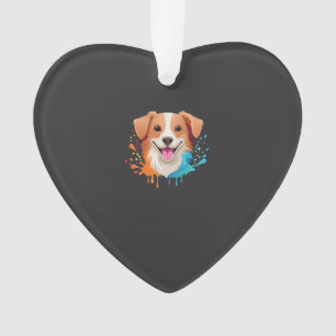Portrait of a cute dog with fluid colours dripping ornament