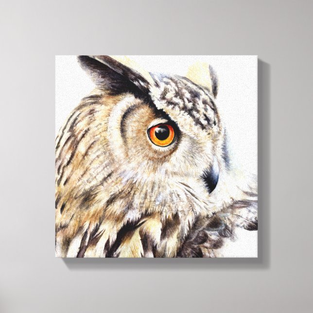 Portrait of a eagle owl boxed canvas print (Front)