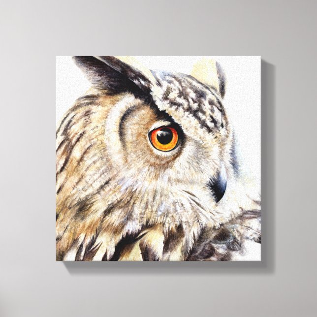 Portrait of a eagle owl boxed canvas print (Front)