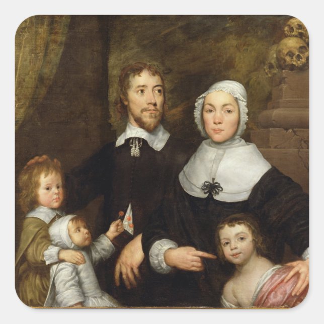 Portrait of a Family, Probably that of Richard Str Square Sticker (Front)