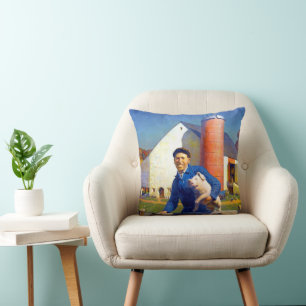Portrait of a Farmer Farm Life NC Wyeth 1943 Throw Pillow
