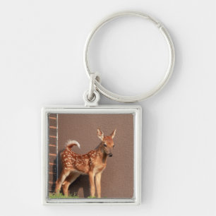 Portrait of a Fawn (white-tailed deer) Keychain